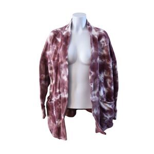 Joy Lab Tie Dye Sweatshirt Cardigan Burgundy Athleticwear Yoga Womens Large